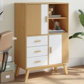 Aparador OLDEN madera maciza pino marrón y blanco 85x43x125 cm de , Aparadores - Ref: Foro24-358617, Precio: 303,15 €, Descue...