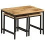 Stackable tables 3 pieces solid rough mango wood and iron by , Side tables - Ref: Foro24-372731, Price: 59,48 €, Discount: %