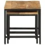 Stackable tables 3 pieces solid rough mango wood and iron by , Side tables - Ref: Foro24-372731, Price: 59,48 €, Discount: %