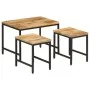 Stackable tables 3 pieces solid rough mango wood and iron by , Side tables - Ref: Foro24-372731, Price: 59,48 €, Discount: %