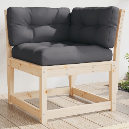 Sofá esquinero de jardín con cojines madera de pino 73x73x78 cm de , Sofás de exterior - Ref: Foro24-844684, Precio: 86,24 €,...