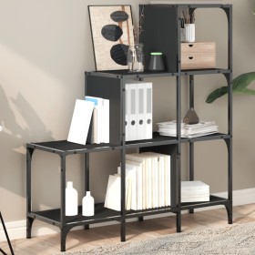 Estantería de madera de ingeniería y metal negro 92x30x102 cm de , Librerías y estanterías - Ref: Foro24-845436, Precio: 65,6...