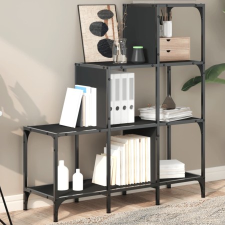 Estantería de madera de ingeniería y metal negro 92x30x102 cm de , Librerías y estanterías - Ref: Foro24-845436, Precio: 65,6...