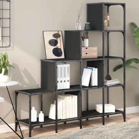 Estantería de madera de ingeniería y metal negro 122x30x132 cm de , Librerías y estanterías - Ref: Foro24-845441, Precio: 91,...
