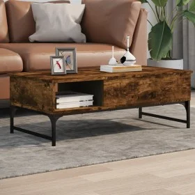 Mesa de centro madera ingeniería metal roble humo 100x50x35 cm de , Mesas de centro - Ref: Foro24-845393, Precio: 66,05 €, De...