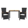 Set comedor de jardín 3 pzas con cojines ratán sintético negro de , Conjuntos de jardín - Ref: Foro24-3277503, Precio: 363,93...