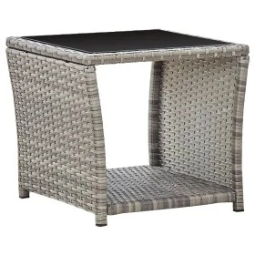 Mesa de centro de ratán sintético y vidrio gris 45x45x40 cm de vidaXL, Mesas de jardín - Ref: Foro24-46068, Precio: 60,12 €, ...