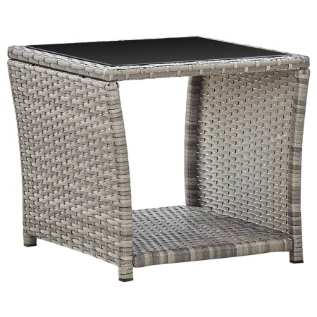 Mesa de centro de ratán sintético y vidrio gris 45x45x40 cm de vidaXL, Mesas de jardín - Ref: Foro24-46068, Precio: 62,28 €, ...