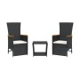 Set comedor de jardín 3 pzas con cojines ratán sintético negro de , Conjuntos de jardín - Ref: Foro24-3277543, Precio: 299,00...