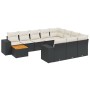 Set de sofás de jardín 11 pzas y cojines ratán sintético negro de , Conjuntos de jardín - Ref: Foro24-3257960, Precio: 641,36...