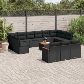 Set sofás de jardín 14 pzas con cojines ratán sintético negro de , Conjuntos de jardín - Ref: Foro24-3226461, Precio: 874,44 ...