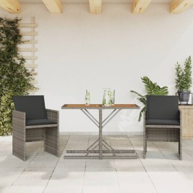 Sillas y mesita de jardín con cojines 3 piezas ratán PE gris de , Conjuntos de jardín - Ref: Foro24-365067, Precio: 175,09 €,...