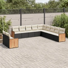 Set de sofás de jardín 11 pzas y cojines ratán sintético negro de , Conjuntos de jardín - Ref: Foro24-3227806, Precio: 664,54...