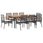 Set de comedor de jardín 9 pzas y cojines ratán sintético negro de , Conjuntos de jardín - Ref: Foro24-3213565, Precio: 554,4...
