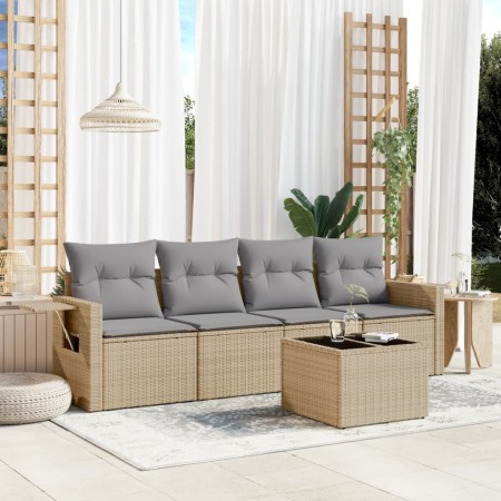 Juego de sofás jardín con cojines 5 pzas ratán sintético beige de , Conjuntos de jardín - Ref: Foro24-3219888, Precio: 312,17...