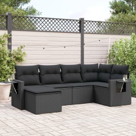 Set de sofás de jardín 6 piezas y cojines ratán sintético negro de , Conjuntos de jardín - Ref: Foro24-3220454, Precio: 380,9...