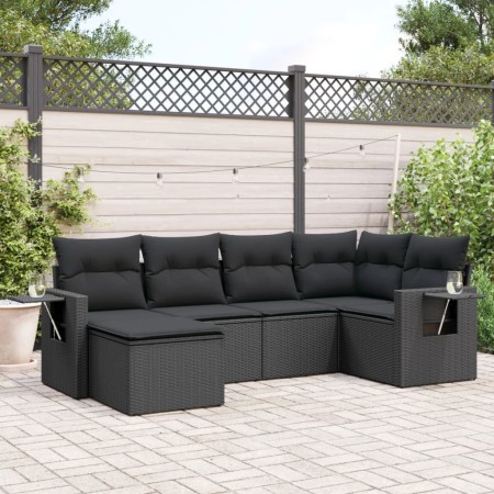 Set de sofás de jardín 6 piezas y cojines ratán sintético negro de , Conjuntos de jardín - Ref: Foro24-3220454, Precio: 380,9...