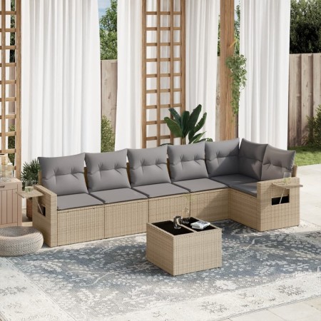 Set sofás de jardín 7 piezas y cojines ratán sintético beige de , Conjuntos de jardín - Ref: Foro24-3220198, Precio: 444,82 €...