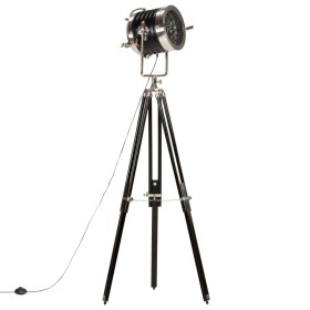 Lámpara de suelo con trípode madera maciza mango negro 171 cm de vidaXL, Lámparas - Ref: Foro24-286105, Precio: 204,68 €, Des...