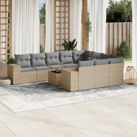 Set de sofás de jardín 11pzas con cojines ratán sintético beige de , Conjuntos de jardín - Ref: Foro24-3255436, Precio: 698,6...