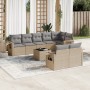 Set de sofás de jardín 9 pzas con cojines ratán sintético beige de , Conjuntos de jardín - Ref: Foro24-3220428, Precio: 603,7...