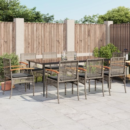 Set comedor jardín 9 pzas y cojines ratán sintético gris de , Conjuntos de jardín - Ref: Foro24-3213616, Precio: 654,38 €, De...