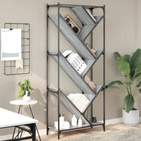 Estantería madera ingeniería y metal gris Sonoma 79x30x180 cm de , Librerías y estanterías - Ref: Foro24-845434, Precio: 96,5...