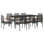 Set de comedor de jardín 9 pzas y cojines ratán sintético negro de , Conjuntos de jardín - Ref: Foro24-3213602, Precio: 641,4...