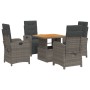 Set comedor de jardín 5 piezas con cojines ratán sintético gris de , Conjuntos de jardín - Ref: Foro24-3277340, Precio: 593,3...