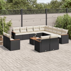 Set sofás de jardín 14 pzas con cojines ratán sintético negro de , Conjuntos de jardín - Ref: Foro24-3226532, Precio: 821,98 ...