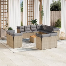 Juego de sofás jardín con cojines beige mezcla 12 pzas ratán PE de , Conjuntos de jardín - Ref: Foro24-3256276, Precio: 869,7...