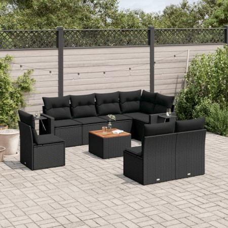 Set de sofás de jardín 8 piezas y cojines ratán sintético negro de , Conjuntos de jardín - Ref: Foro24-3256930, Precio: 567,6...