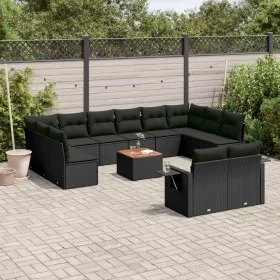 Garden sofa and cushion set 13 pieces black synthetic rattan by , Modular outdoor sofas - Ref: Foro24-3224795, Price: 856,45 ...