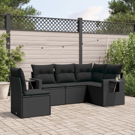 Set de muebles de jardín 5 pzas y cojines ratán sintético negro de , Conjuntos de jardín - Ref: Foro24-3220164, Precio: 345,2...