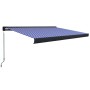 Toldo de carrete manual azul y blanco 350x250 cm de , Toldos - Ref: Foro24-3052701, Precio: 561,21 €, Descuento: %