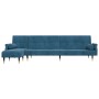 Sofá cama en forma de L terciopelo azul 271x140x70 cm de , Sofás - Ref: Foro24-3157220, Precio: 472,11 €, Descuento: %