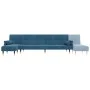 Sofá cama en forma de L terciopelo azul 271x140x70 cm de , Sofás - Ref: Foro24-3157220, Precio: 491,59 €, Descuento: %