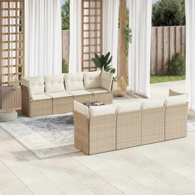 Set de sofás de jardín 9 pzas con cojines ratán sintético beige en Conjuntos de jardín | Comprar online en Foru.es