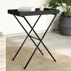 Mesa con bandeja plegable ratán sintético negro 65x40x75 cm de , Mesas de jardín - Ref: Foro24-365127, Precio: 46,20 €, Descu...