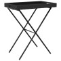Mesa con bandeja plegable ratán sintético negro 65x40x75 cm de , Mesas de jardín - Ref: Foro24-365127, Precio: 44,39 €, Descu...