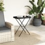 Mesa con bandeja plegable ratán sintético negro 65x40x75 cm de , Mesas de jardín - Ref: Foro24-365127, Precio: 44,39 €, Descu...