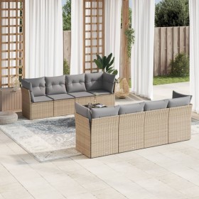 Set de sofás de jardín 9 pzas con cojines ratán sintético beige en Conjuntos de jardín | Comprar online en Foru.es