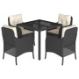 Set de muebles jardín 5 pzas con cojines ratán sintético negro de , Conjuntos de jardín - Ref: Foro24-3211843, Precio: 483,43...