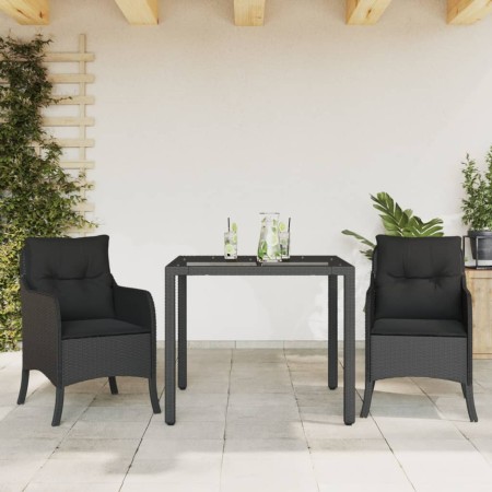 Set comedor de jardín 3 pzas con cojines ratán sintético negro de , Conjuntos de jardín - Ref: Foro24-3211848, Precio: 297,58...