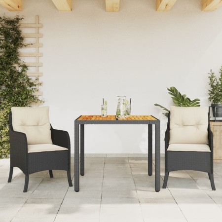 Set comedor de jardín 3 pzas con cojines ratán sintético negro de , Conjuntos de jardín - Ref: Foro24-3211860, Precio: 320,27...