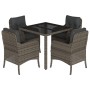 Set comedor de jardín 5 piezas con cojines ratán sintético gris de , Conjuntos de jardín - Ref: Foro24-3211855, Precio: 546,0...