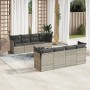 Set muebles jardín 9 pzas y cojines ratán sintético gris claro en Conjuntos de jardín | Comprar online en Foru.es