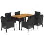 Set de comedor de jardín 7 pzas y cojines ratán sintético negro de , Conjuntos de jardín - Ref: Foro24-3211869, Precio: 774,6...