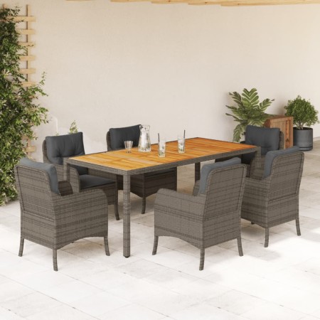 Set comedor jardín 7 pzas y cojines ratán sintético gris de , Conjuntos de jardín - Ref: Foro24-3211876, Precio: 797,63 €, De...