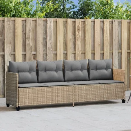 Tumbona con cojines ratán sintético beige de , Tumbonas - Ref: Foro24-368329, Precio: 212,97 €, Descuento: %
